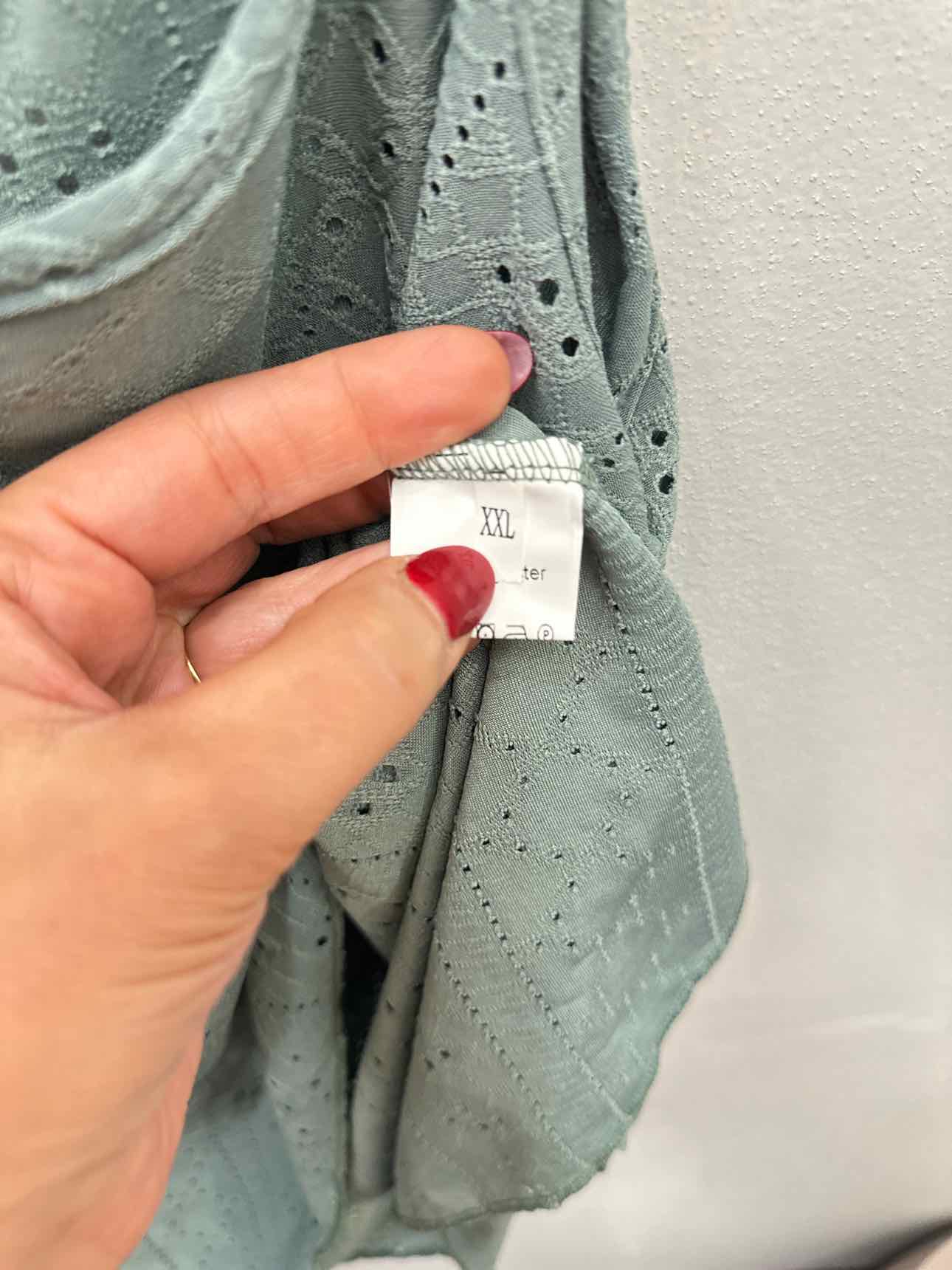 Plus Size xxl Sage Eyelet Babydoll Tank Top