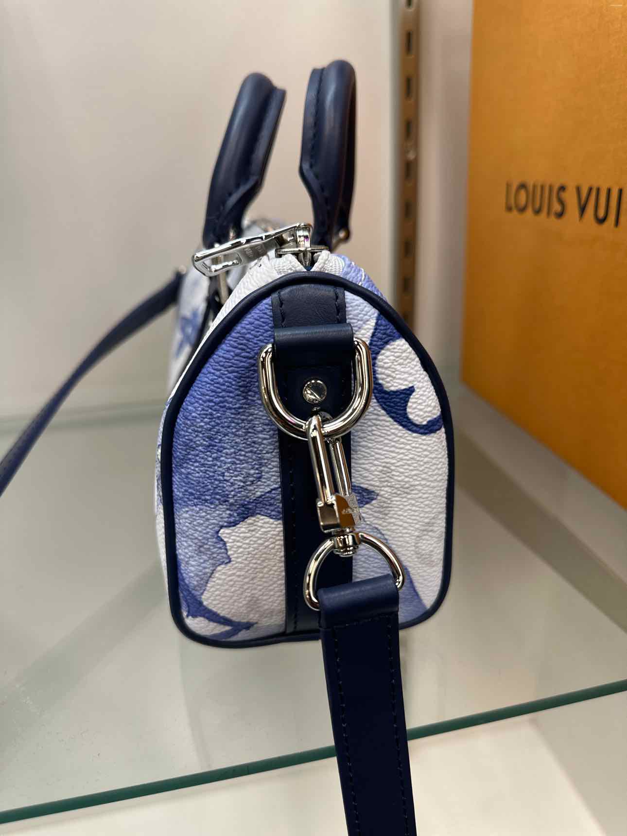 Louis Vuitton Blue Watercolor Mini XS Keepall Bandouliere Handbag with Strap