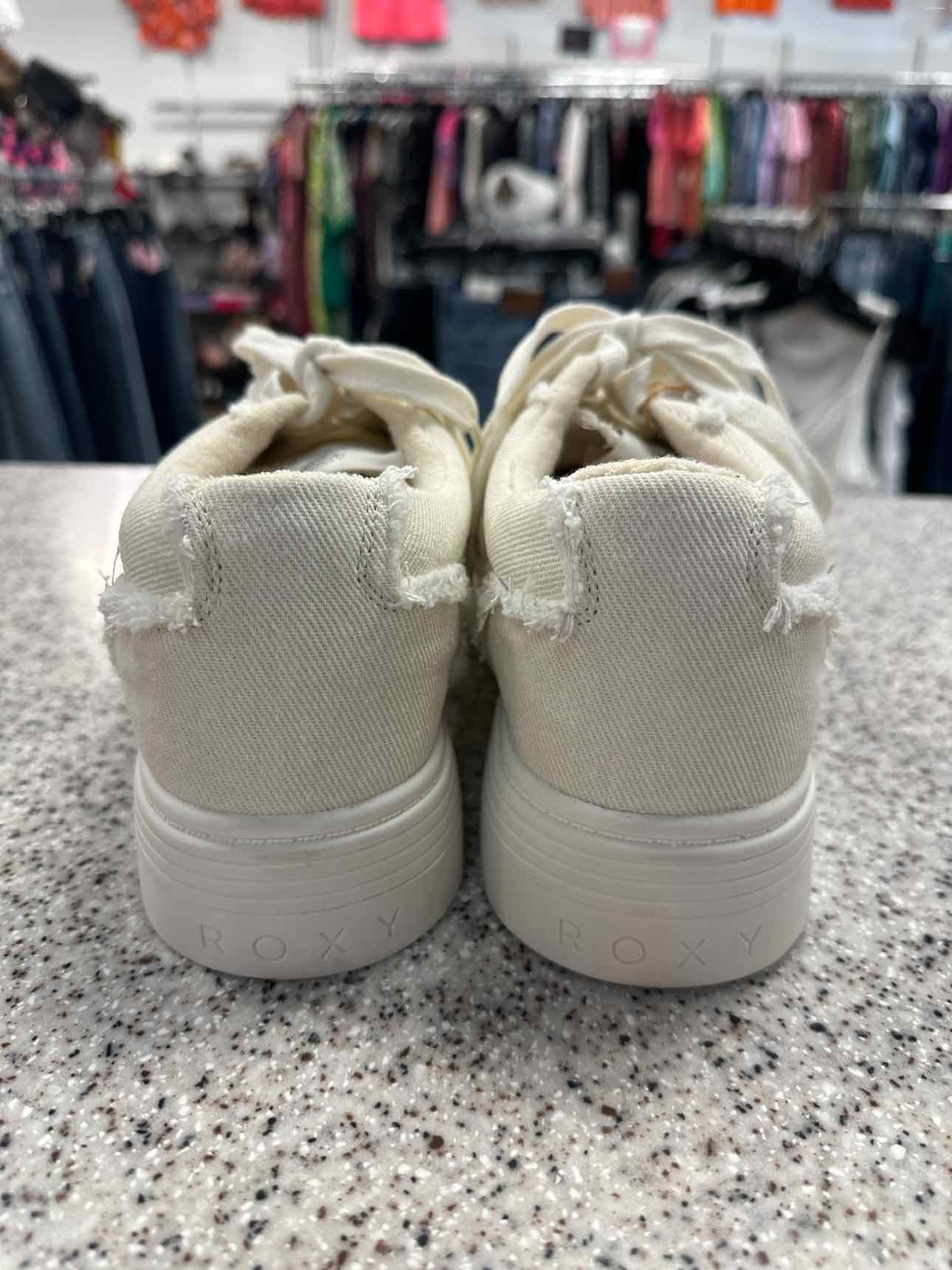 Roxy Size 9 Off White NEW Sheilahh 2.0 Fray Lace Up Platform Sneakers