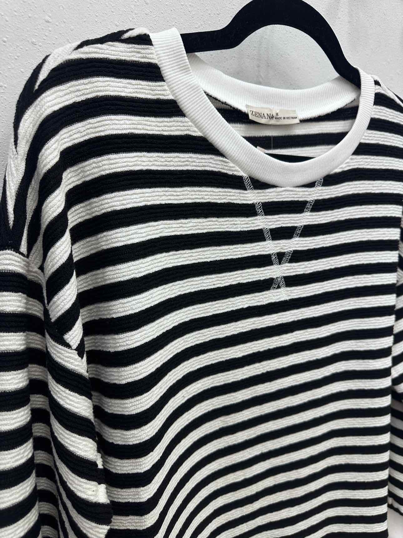 Zenana Textured Striped Long Sleeve Top