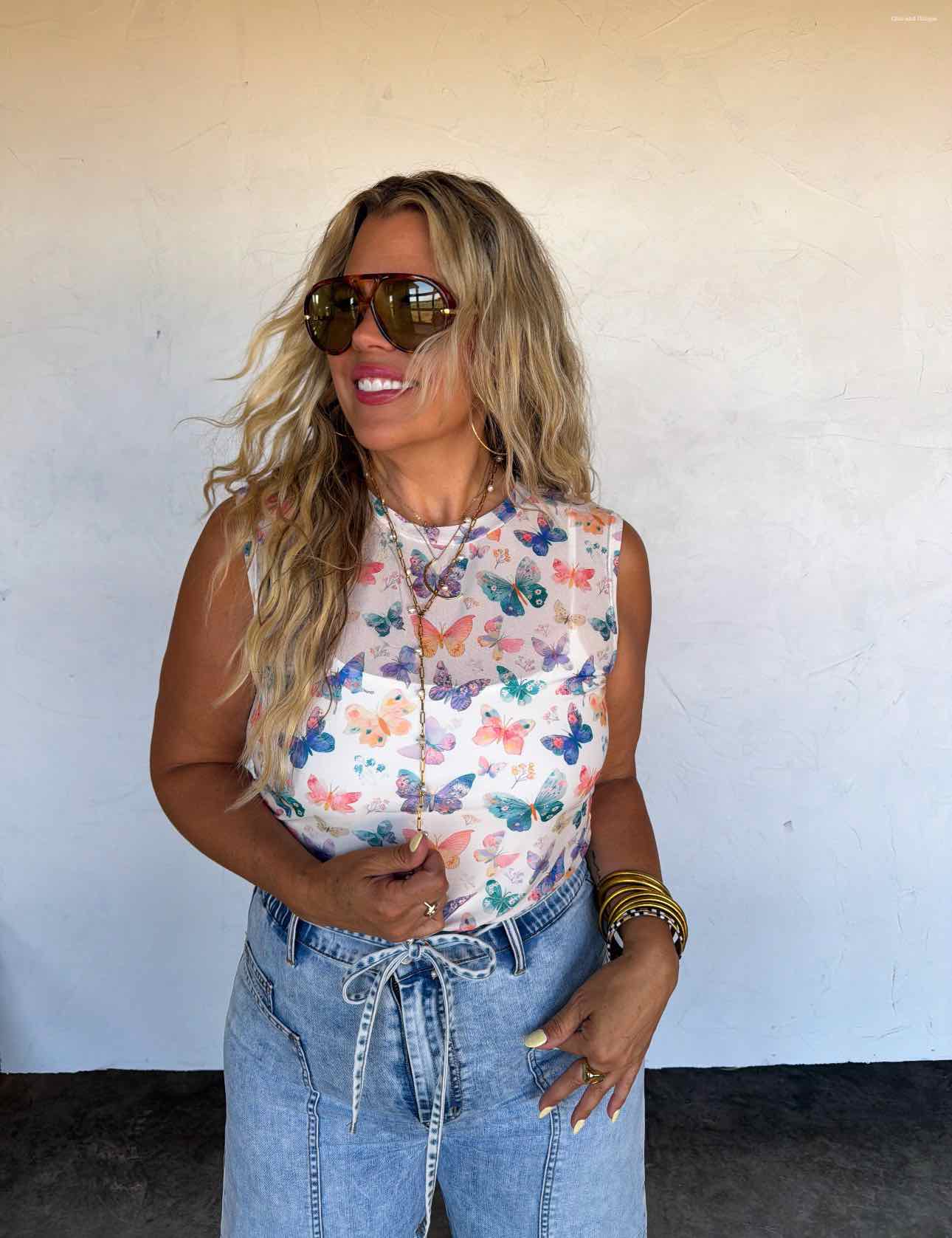 Summertime Floral Mesh Sleeveless Tank Top