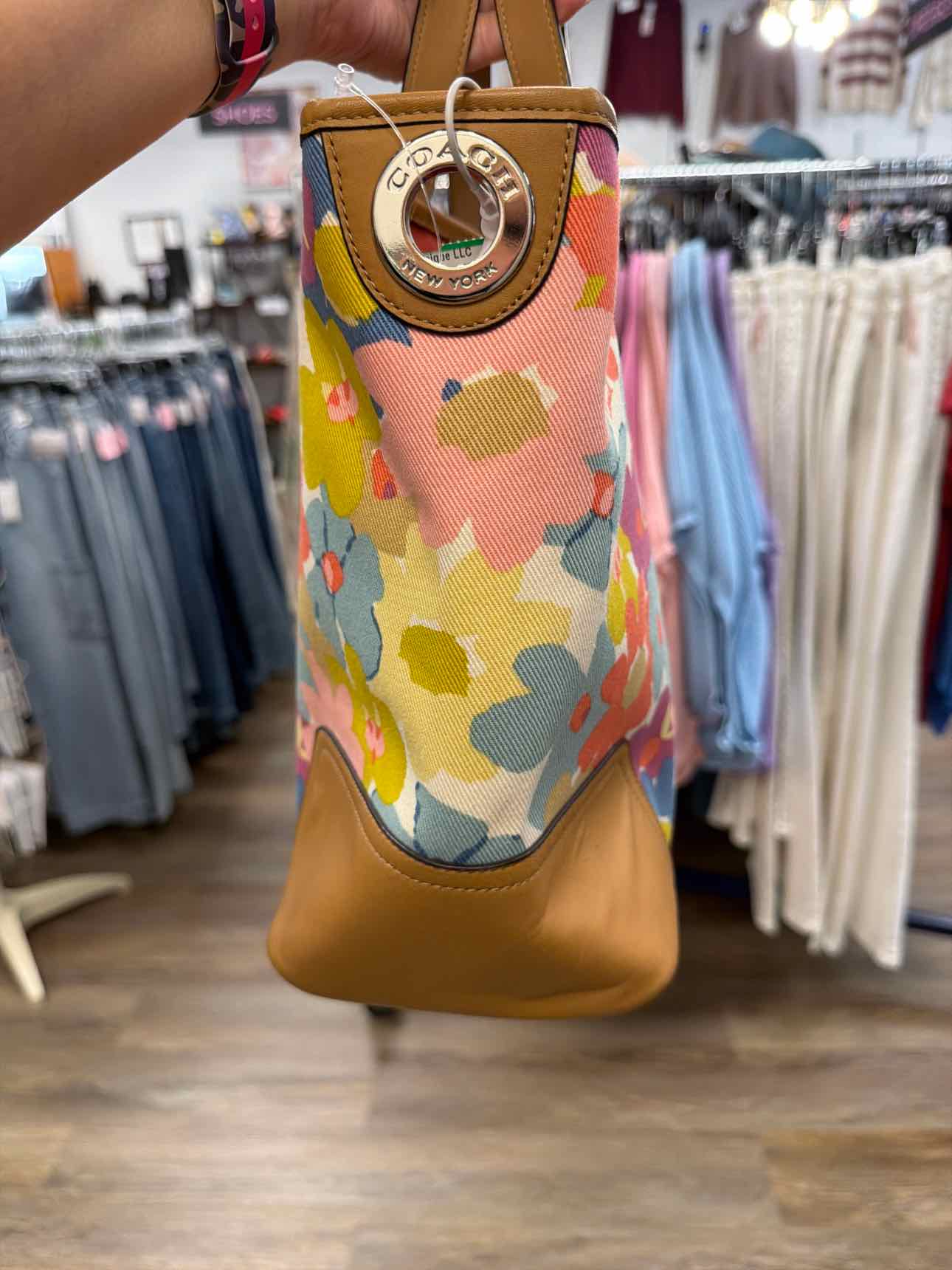 Coach Hadley Floral Print Duffle Tote Pink Blue Handbags