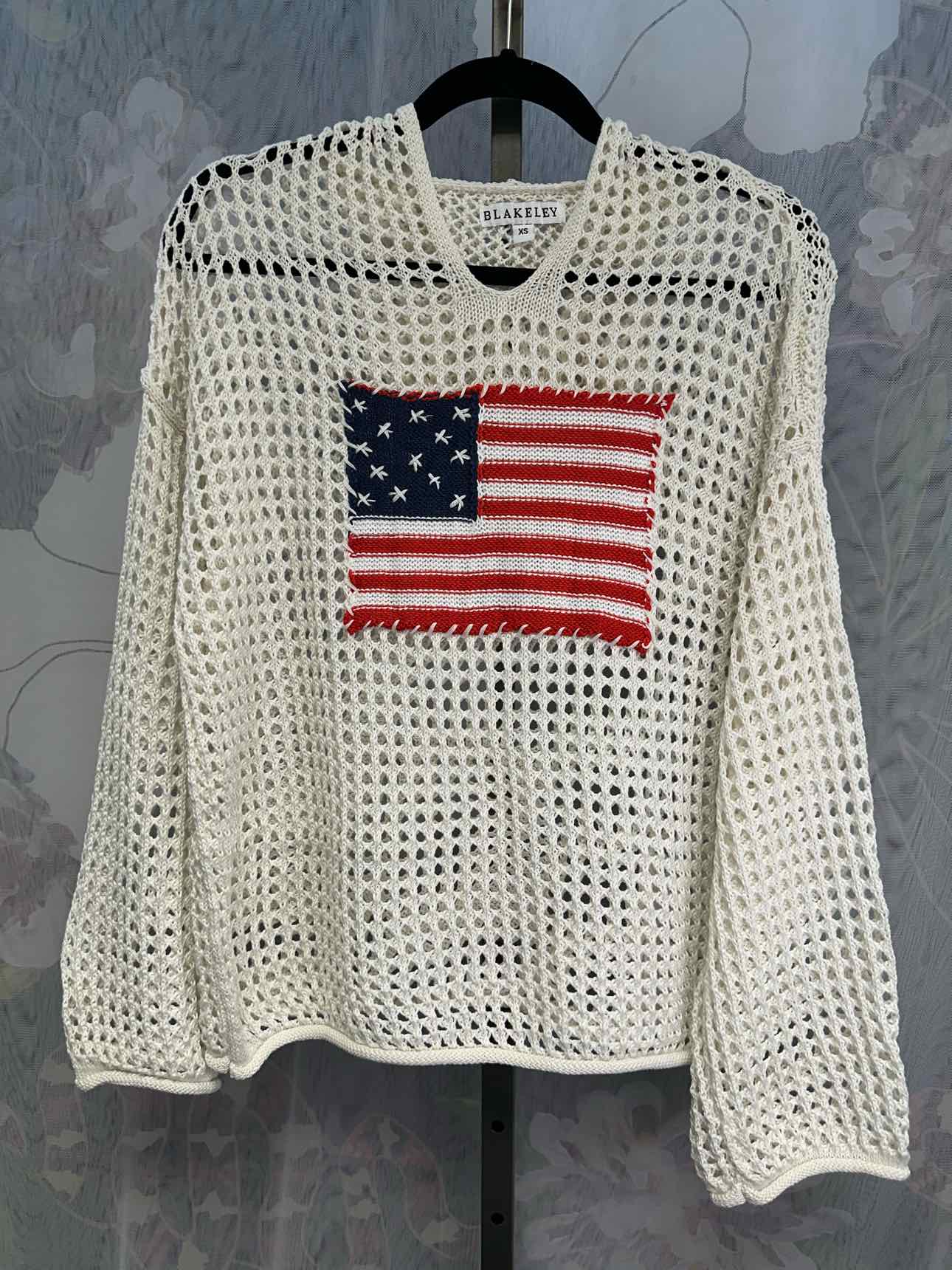 Freedom Flag Patch Crochet Pullover Patriotic 4th of July Flag Hoodie