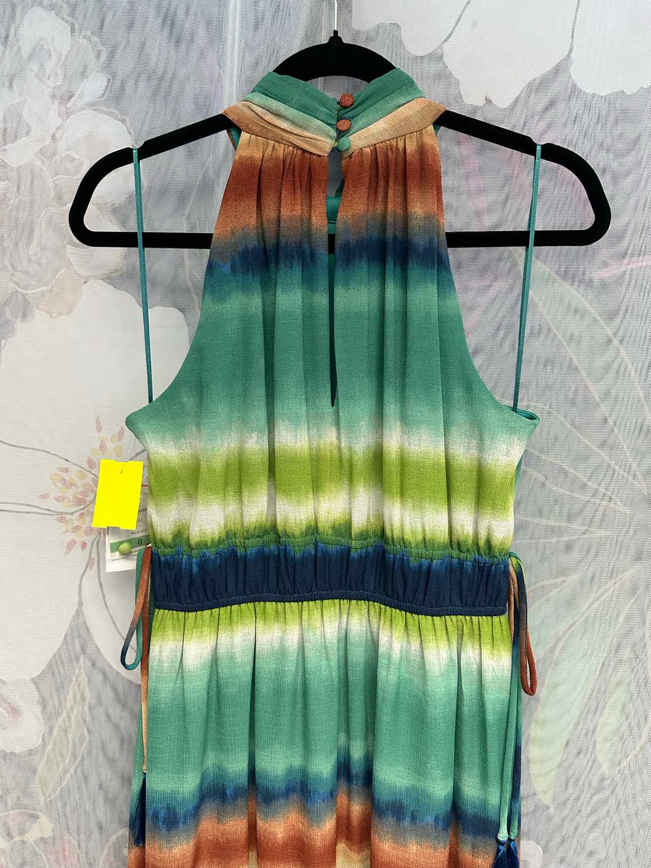 Taylor NEW NWT Striped Ombre Halter Maxi Size 8 Blue/Green Dress
