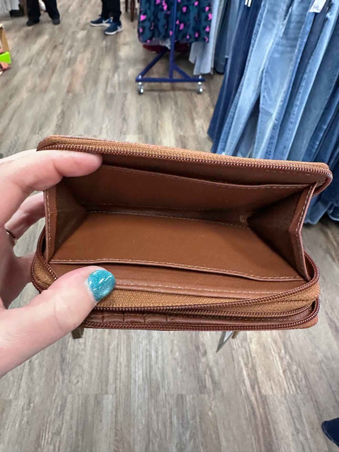 Myra Size RFID Double Zipper Brown Wristlet Wallet