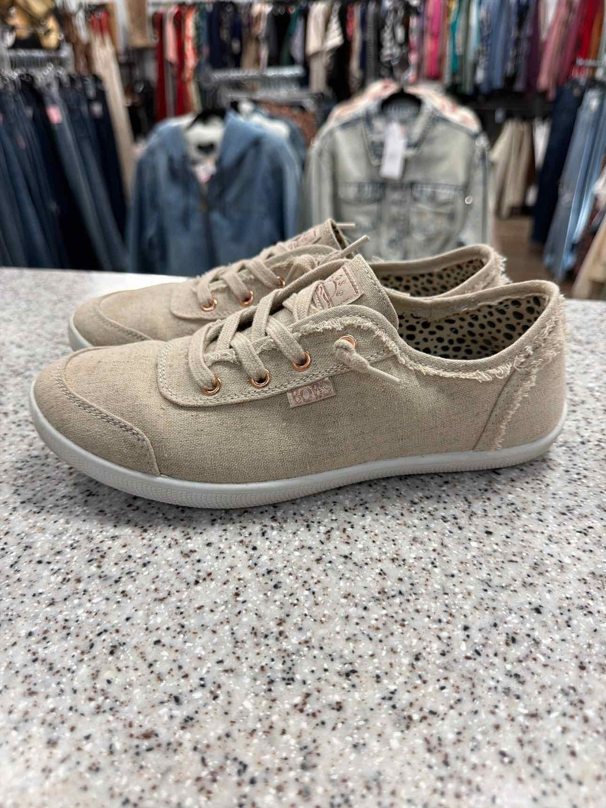 BOBS by Sketchers B Cute Casual Slip-On Beige Sneakers Woman's Size 7 1/2
