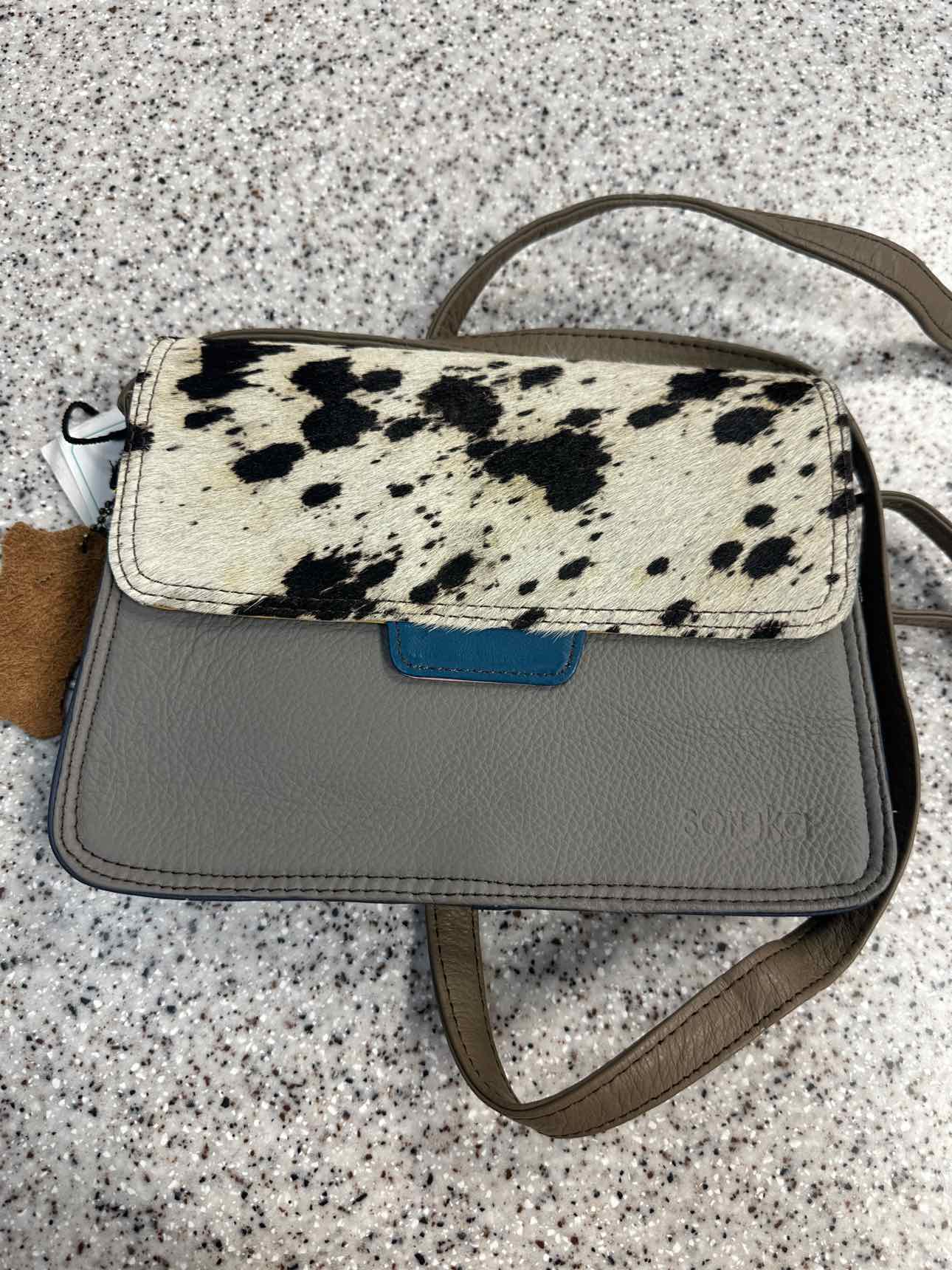soruka Medium Gray NEW rescued genuine leather cowhide crossbody Handbag