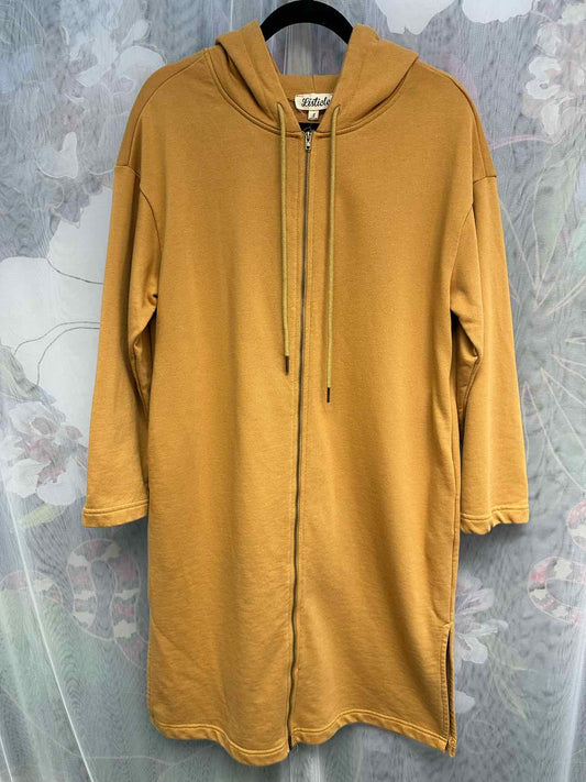 Listicle Double Zip Up Duster Size Small Mustard Hoodie Sweat Shirt