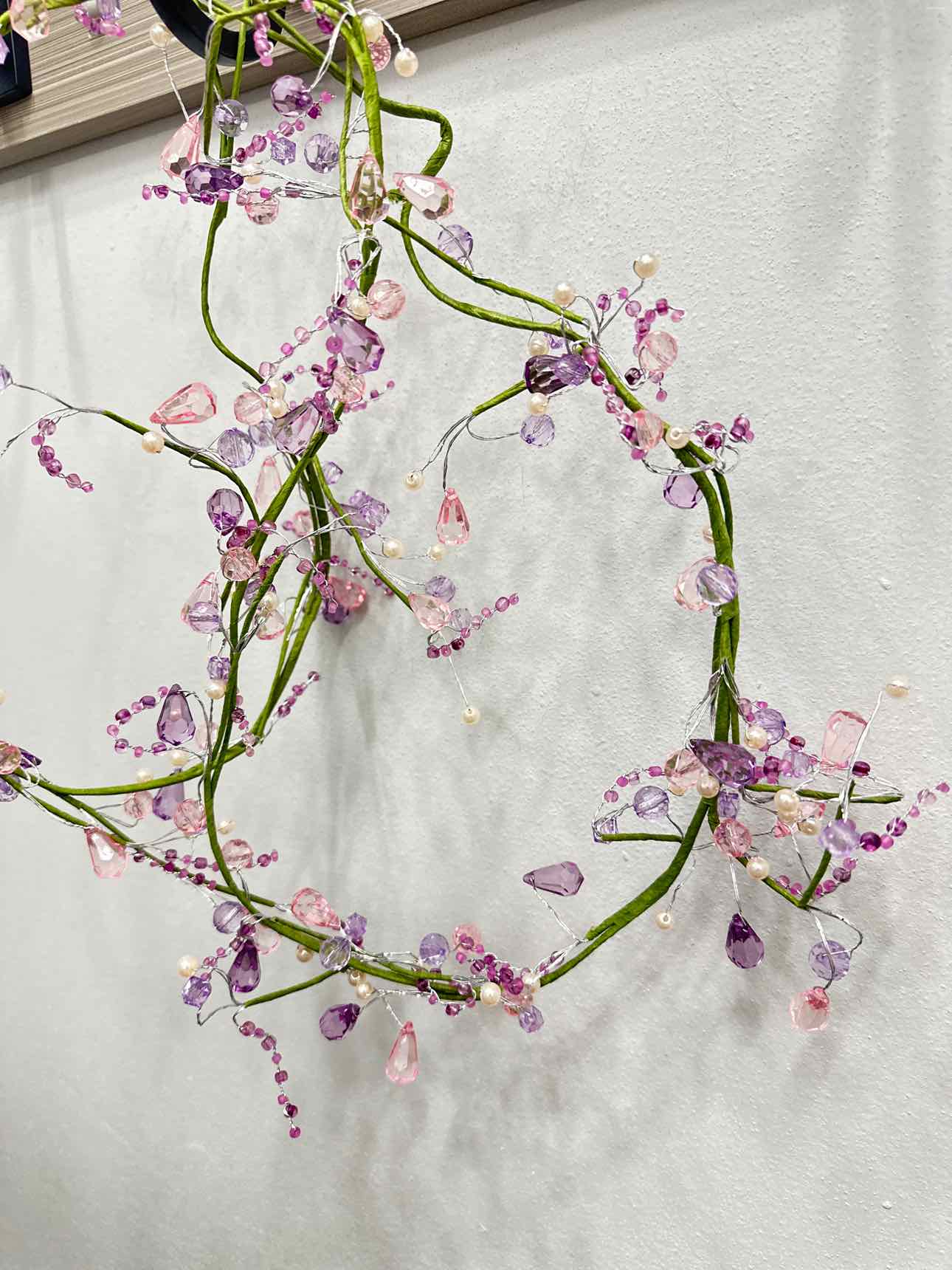 Partylite Lavendar Acrylic Crystal Beaded Dew Drop Wire Candle 60" Garland