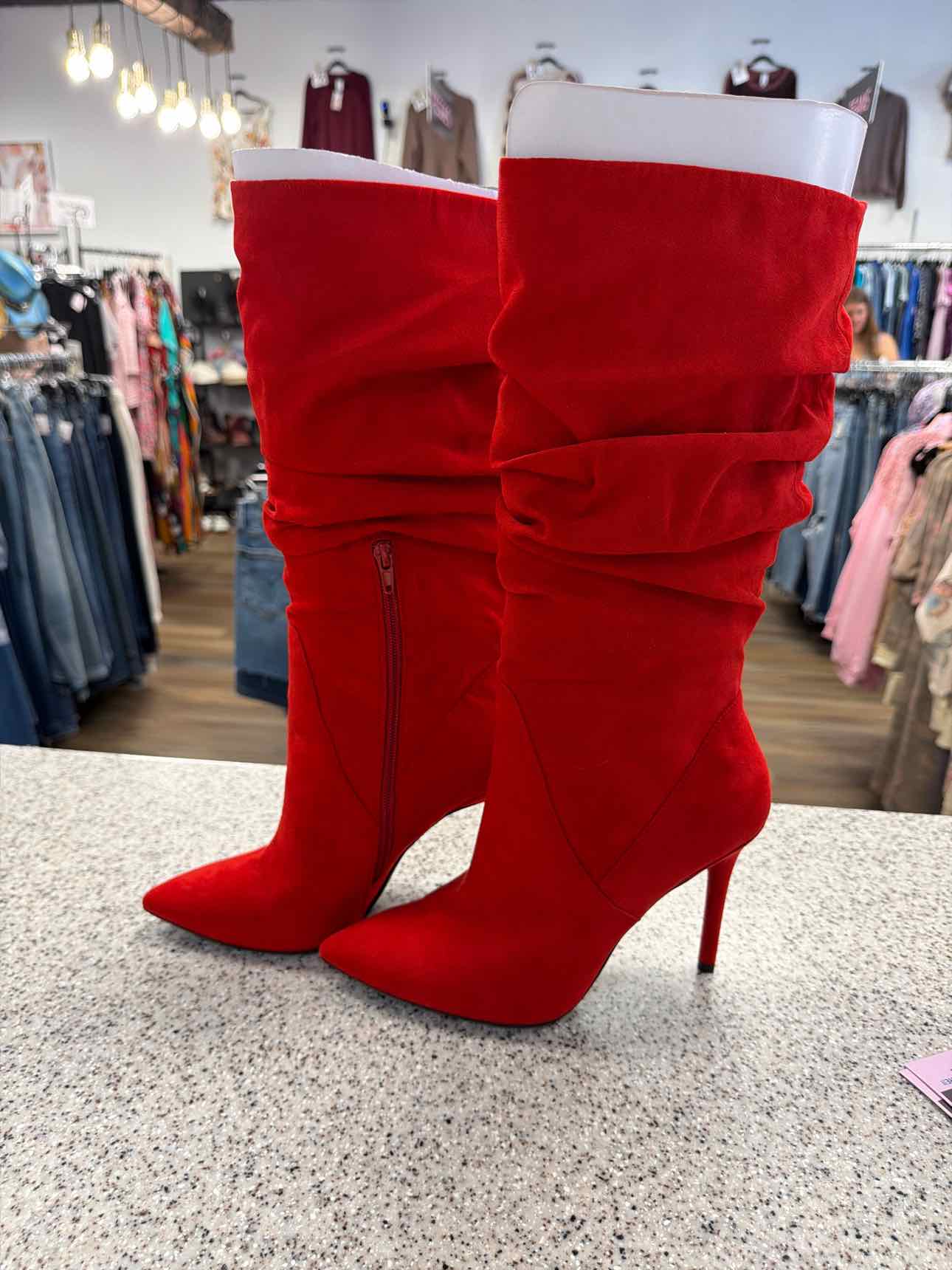 Jessica Simpson Size 9 1/2  Red Lyndy Slouch Faux Suede Tall Boots NEW