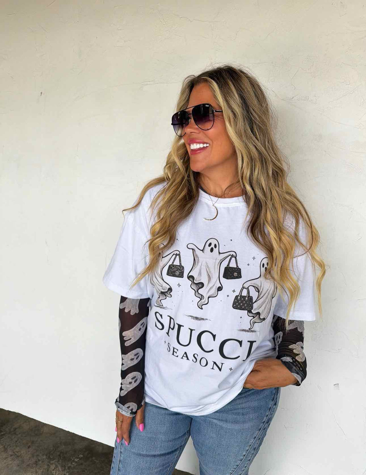 Spooky Spucci Season Short Sleeve Graphic Tee Tshirt Top