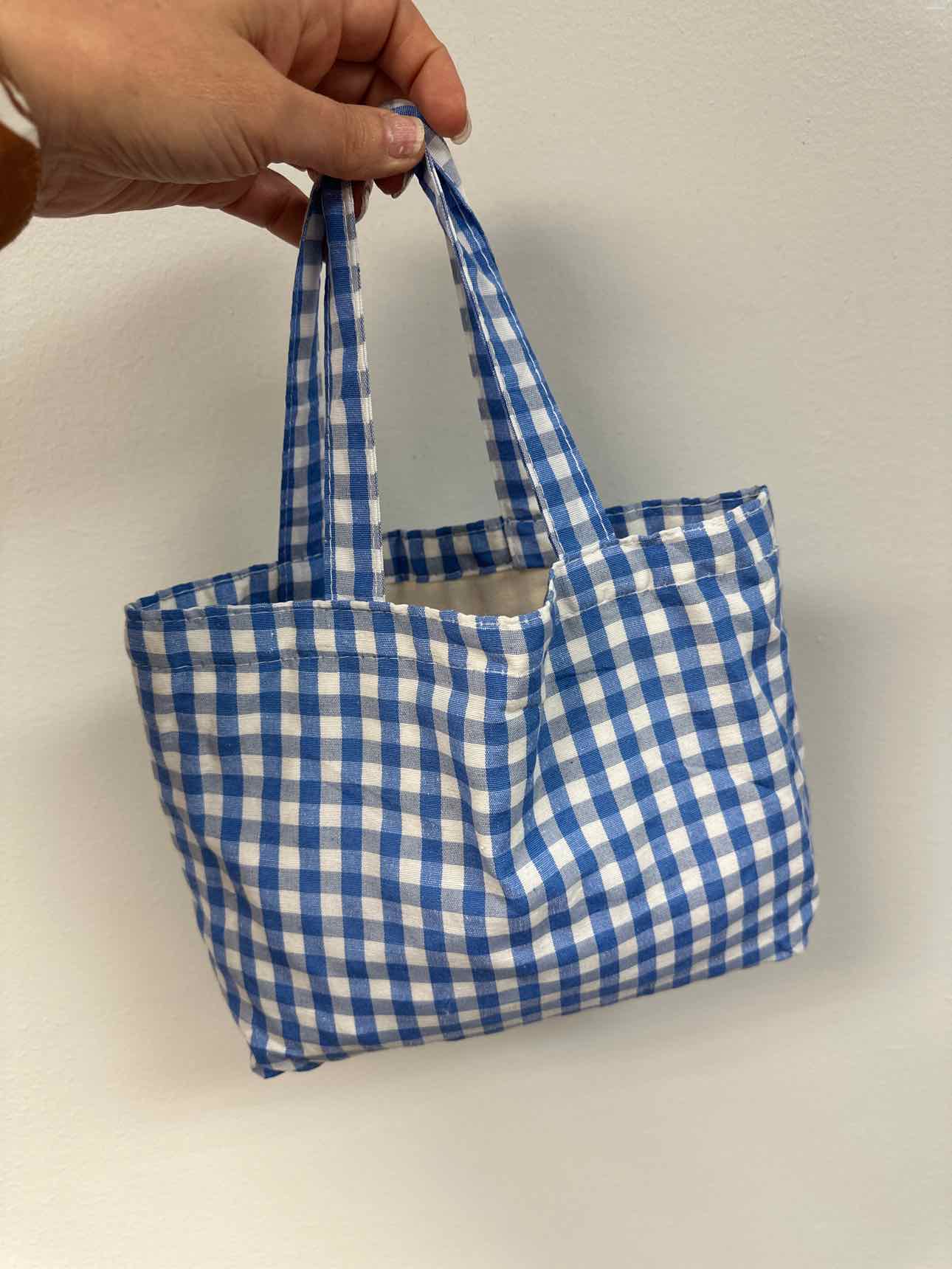 Cotton Tote Bag in Gingham Print