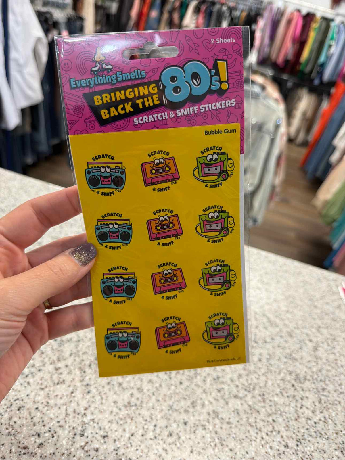 Bring Back the 80's! Scratch & Sniff Stickers 2 Sheets per Pack Stationary