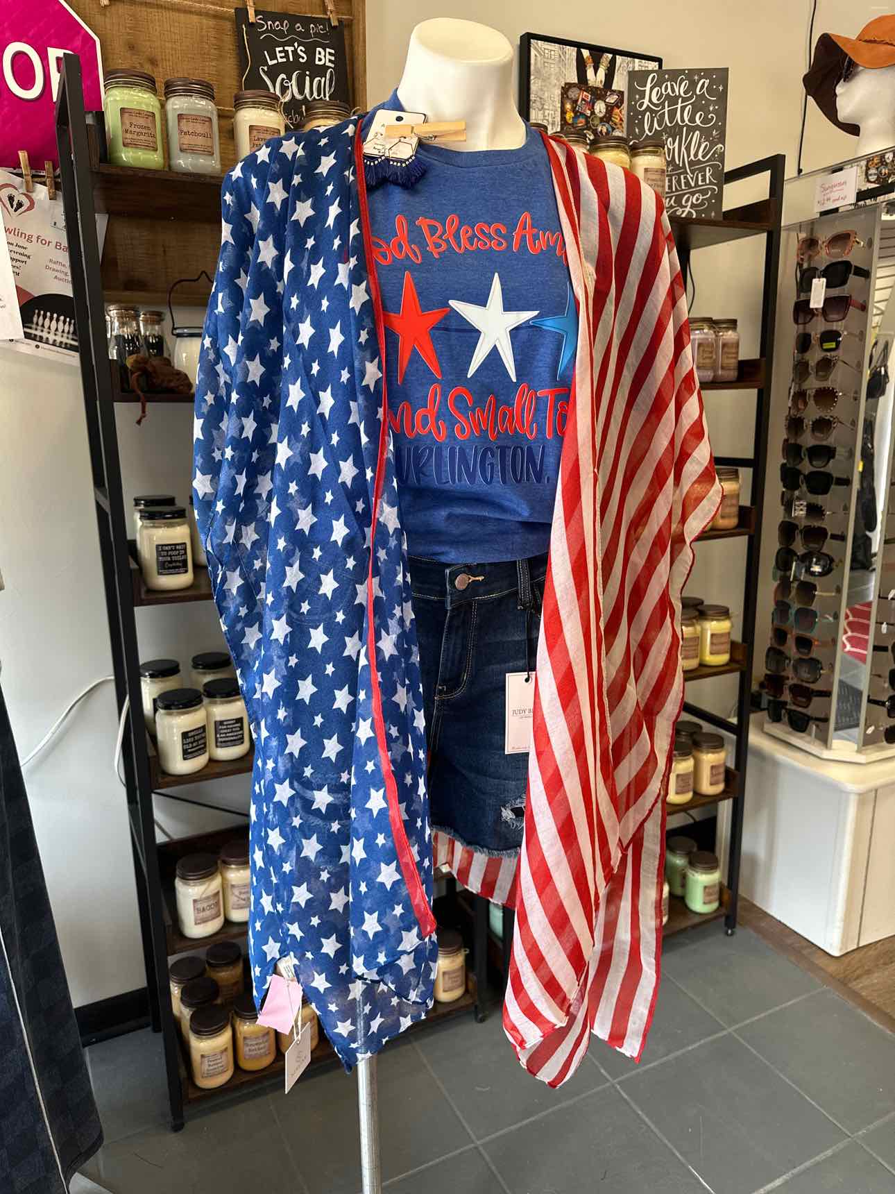 USA Patriotic Scarf Kimono