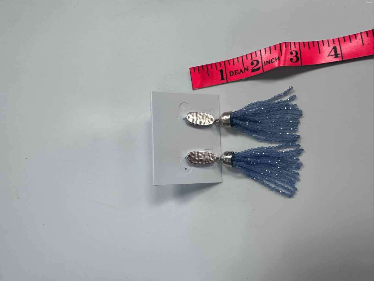 Kendra Scott Marin Tassel Hammered Silver-Tone Oval Post Dangle Blue Earrings