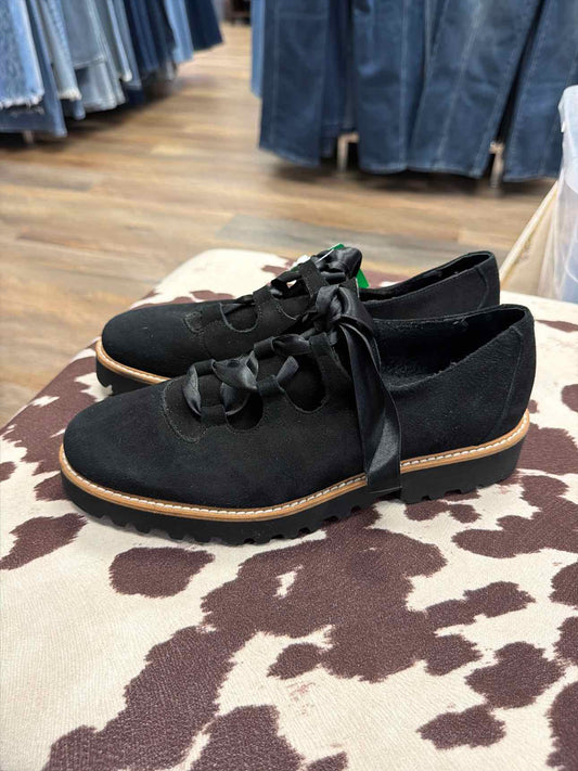 Ron White Daisy Onyx Ghillie Lace Black Suede Oxfords Size 36 1/2