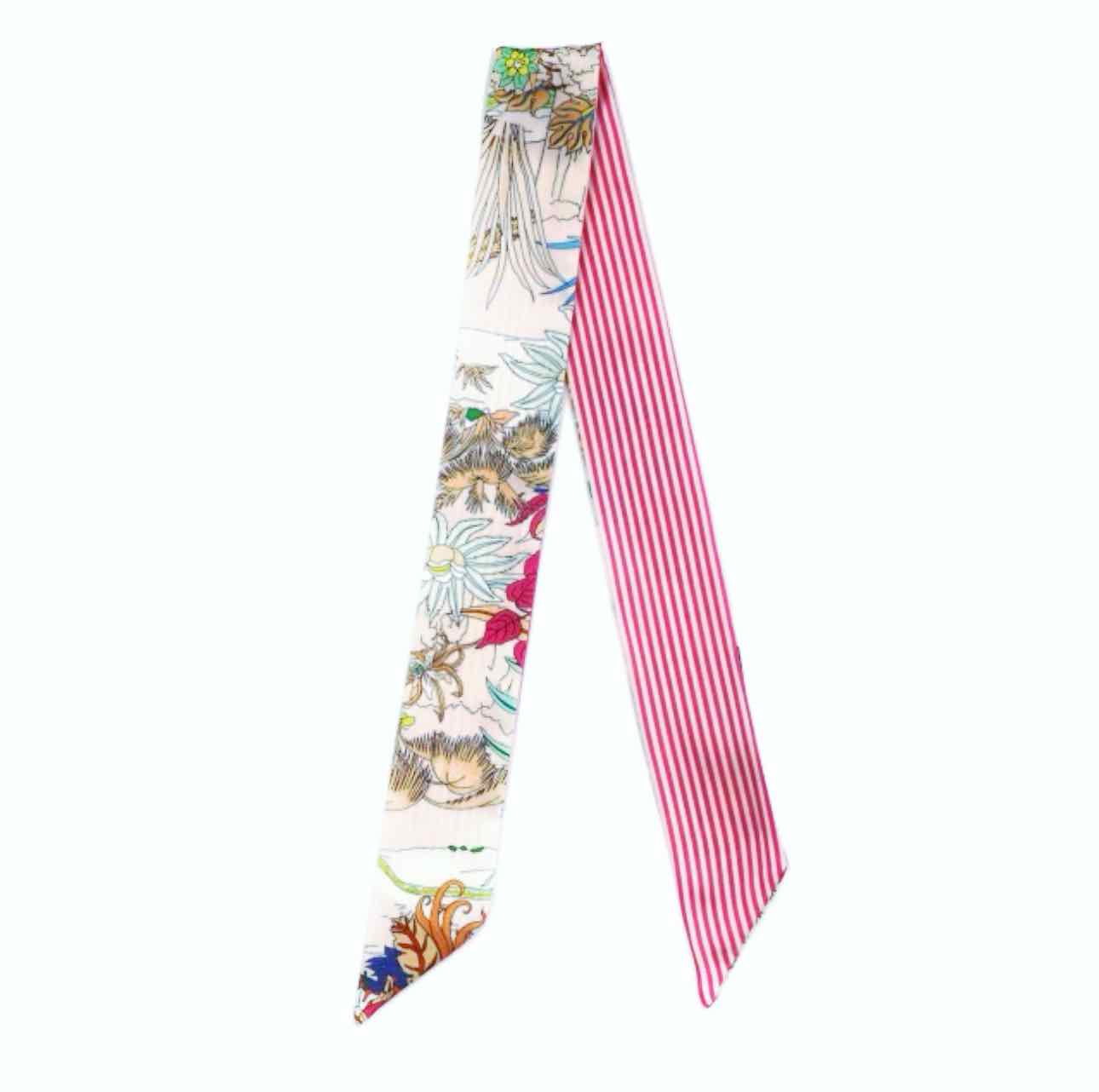 Silk-feel Floral Twilly Scarf