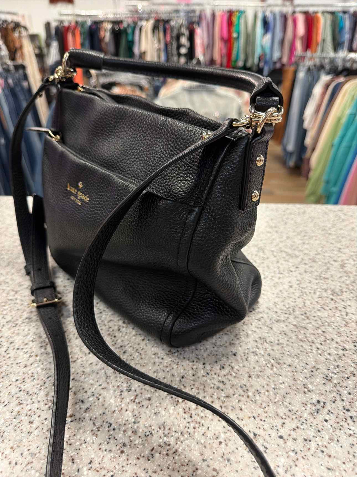 Kate Spade Little Curtis Pebbled Leather Hobo Top Handle Crossbody Black Handbag