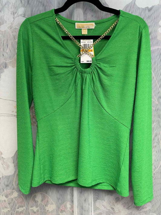 Michael Michael Kors NEW NWT Keyhole Textured Long Sleeve Size Small Green Top