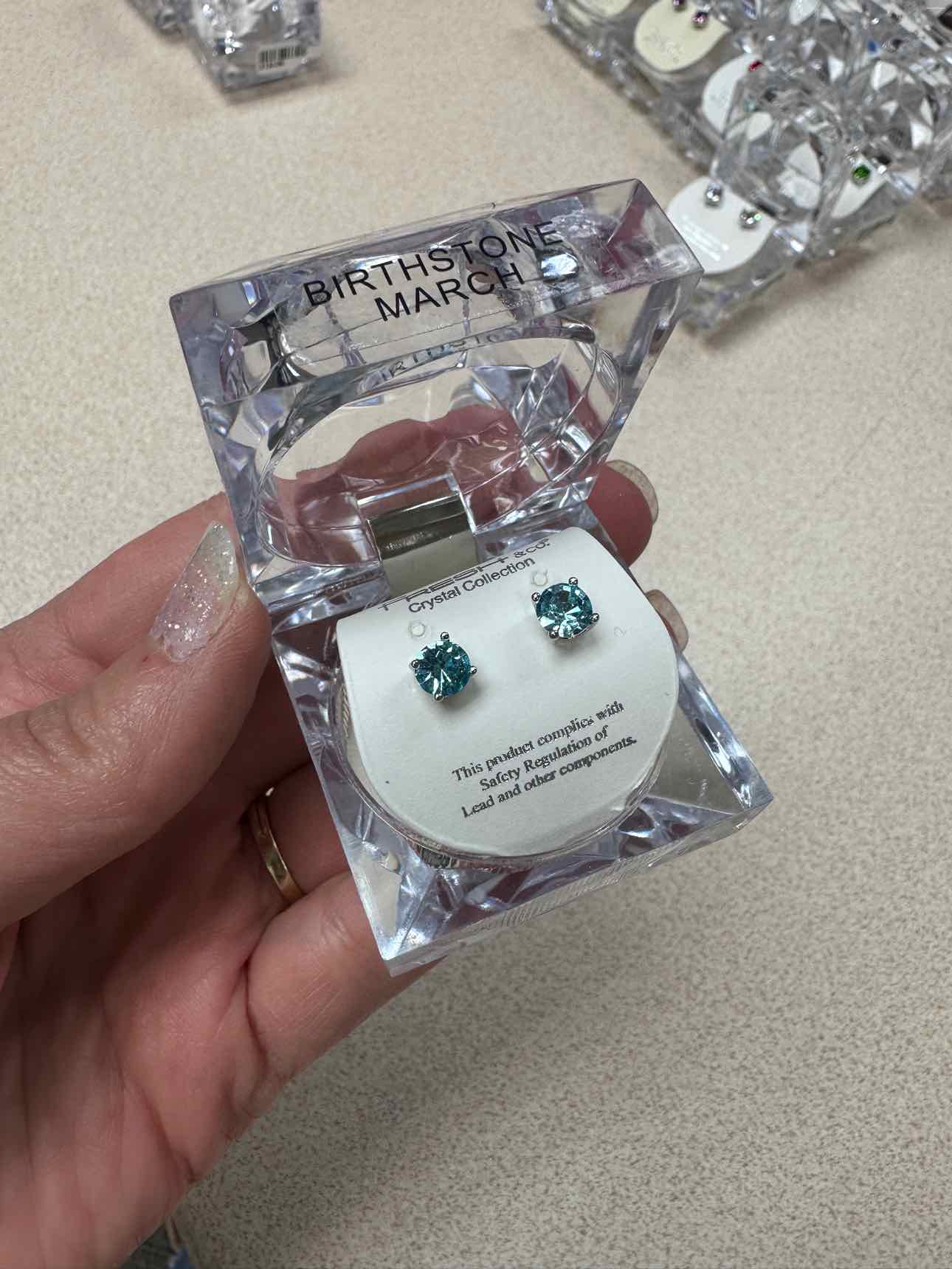 Birthstone 1/4" Inch Post Earrings in Clear Jewelry Box