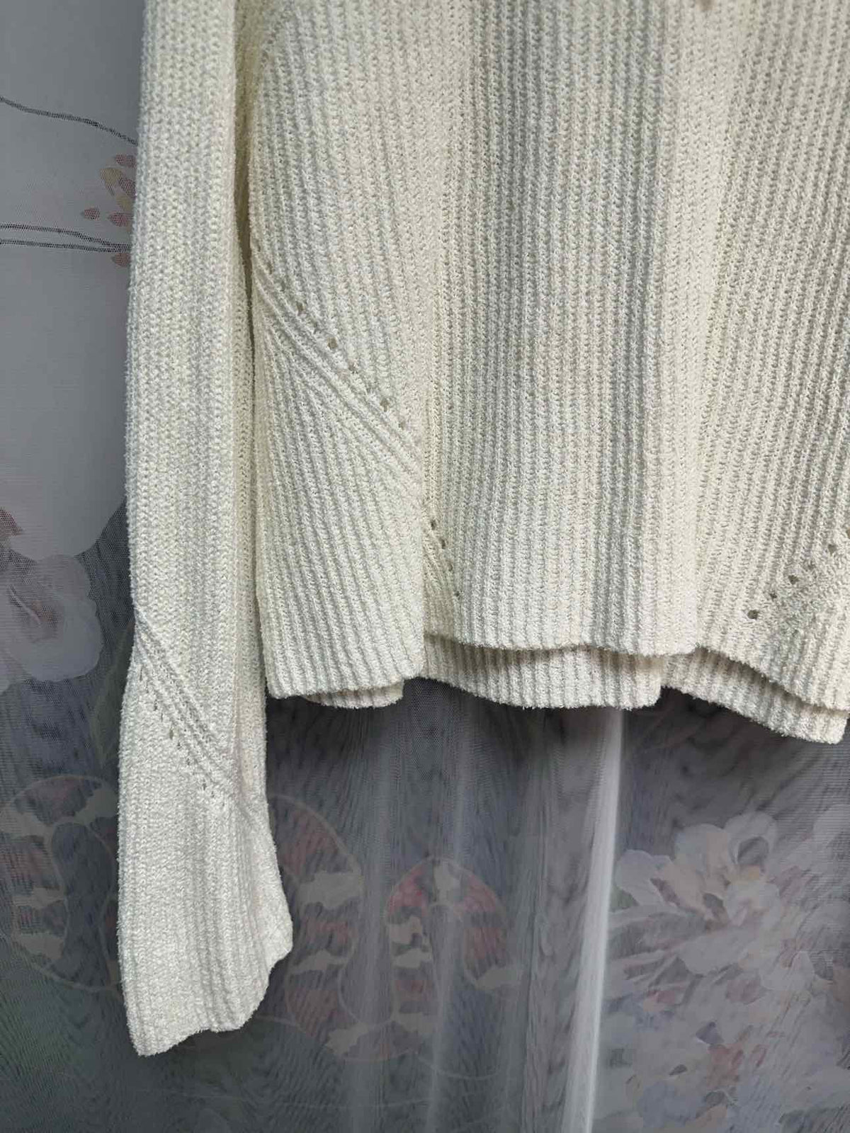 rag & bone Ribbed Textured Pullover Long Sleeve Hoodie Size Small White Top