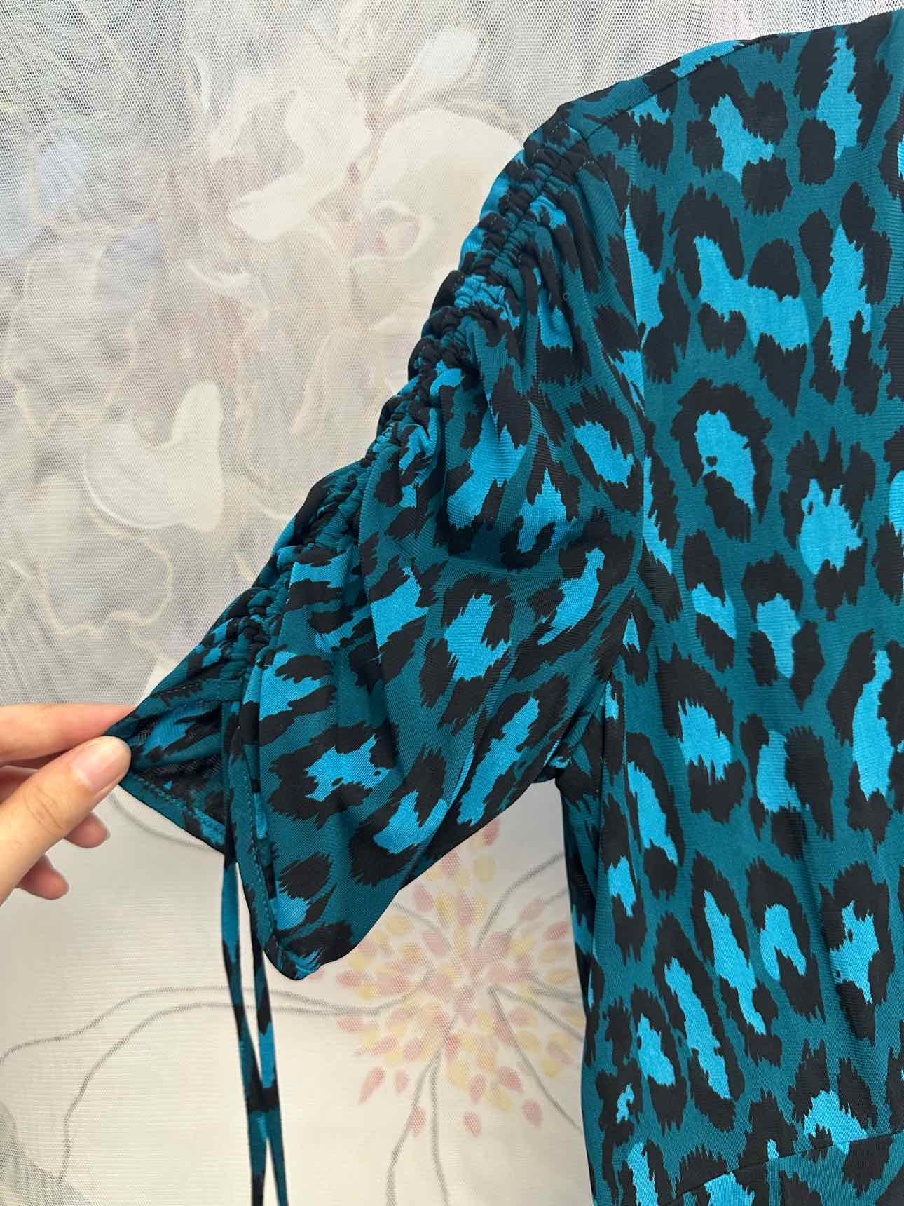 Diane vonFurstenberg NEW NWT Carin Leopard Evergreen Size 6 Blue/Black Dress