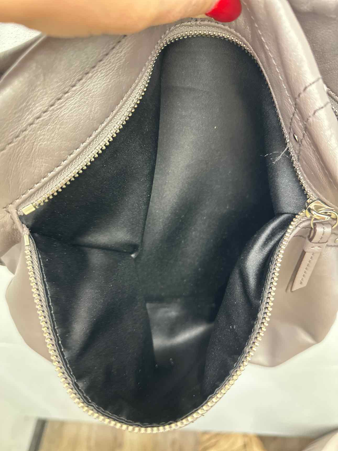 Coach Studded Applique Duffel Hobo Grey Leather Shoulder Handbag