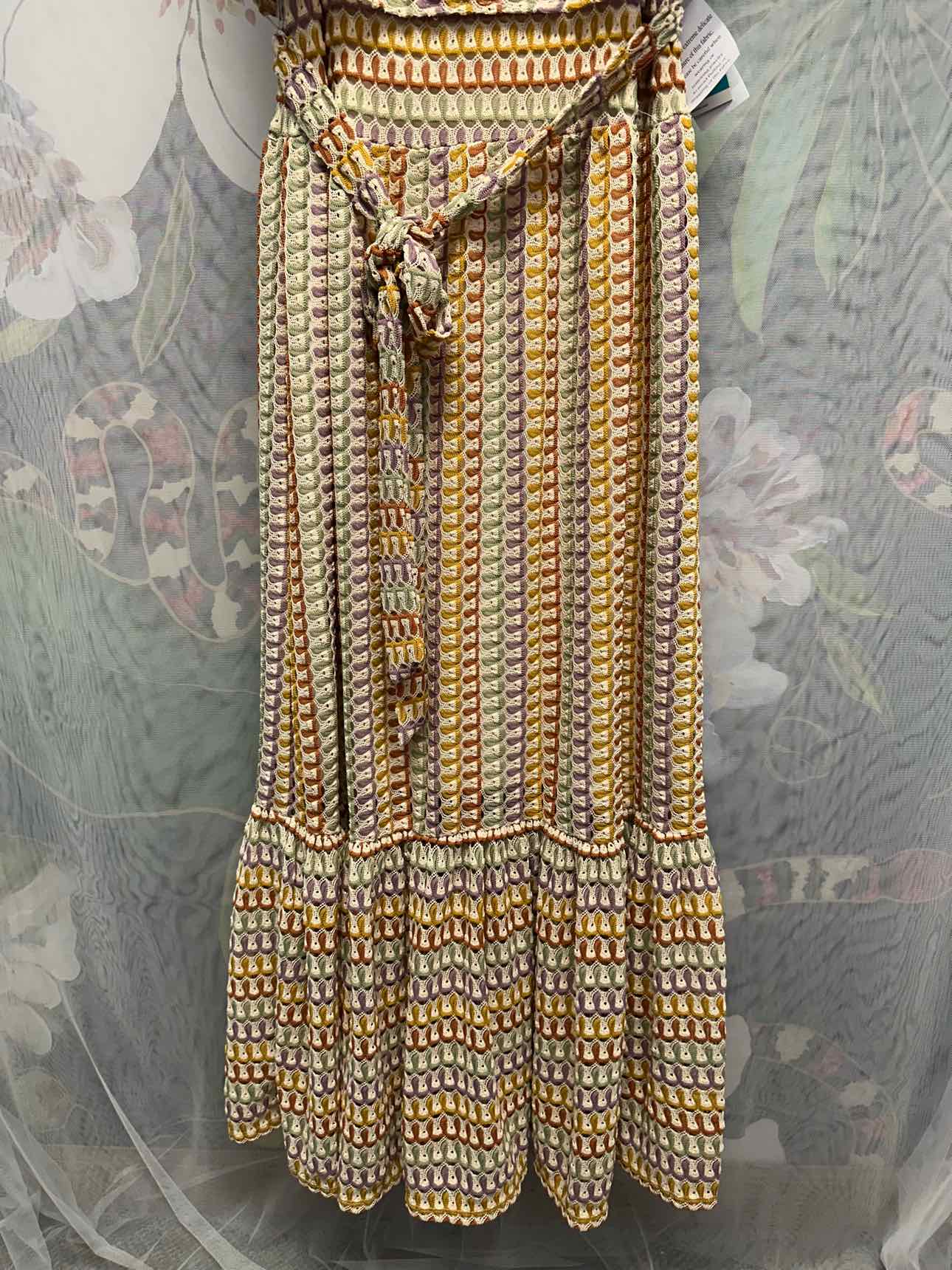Melonie NEW NWT Dolce Vita Crochet Woven Belted Maxi Size 16 Tan Dress
