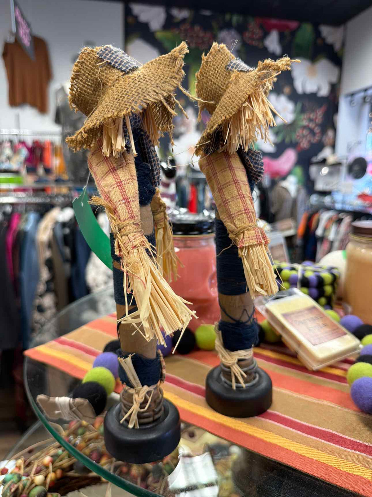 Set of Two Vintage Bobbin Fall Harvest Scarecrows Household
