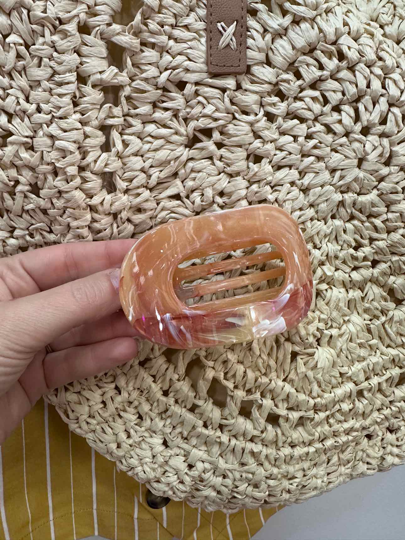 Marbled Flat Design Oval Hair Claw Clip