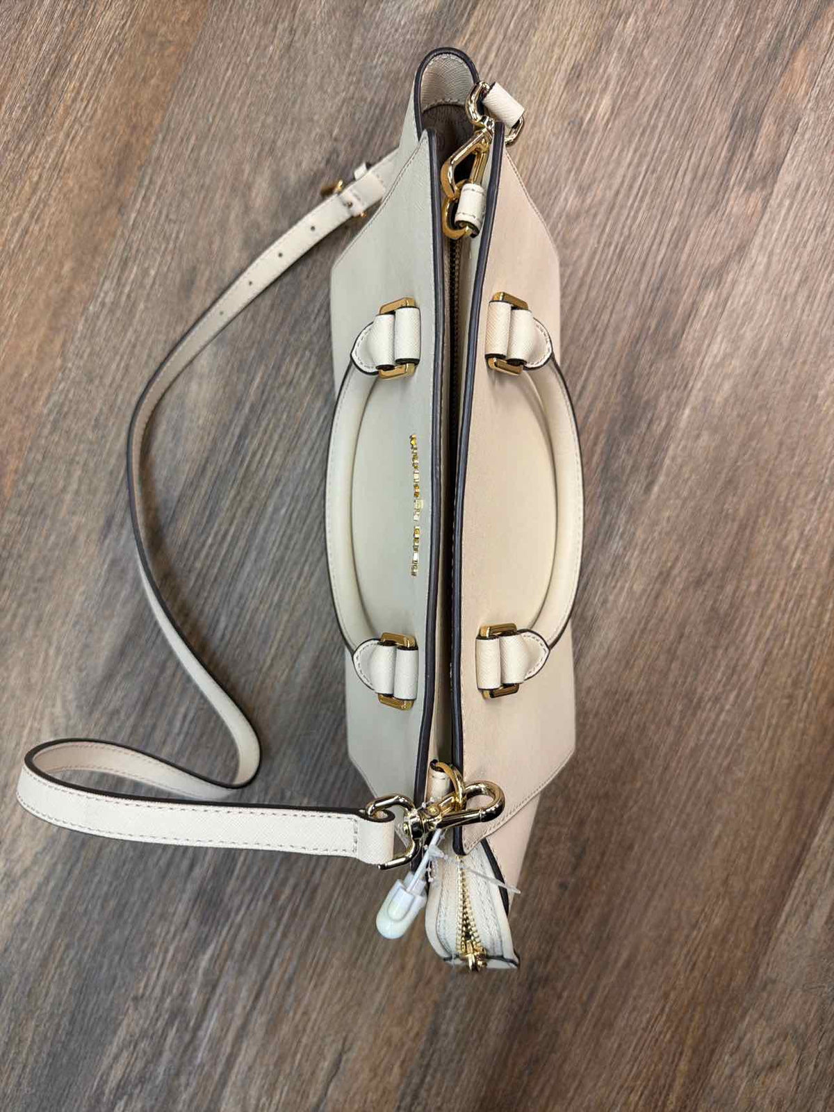 MICHAEL KORS NEW Selma Handle Long Strap Leather Satchel Cream Handbags NWOT