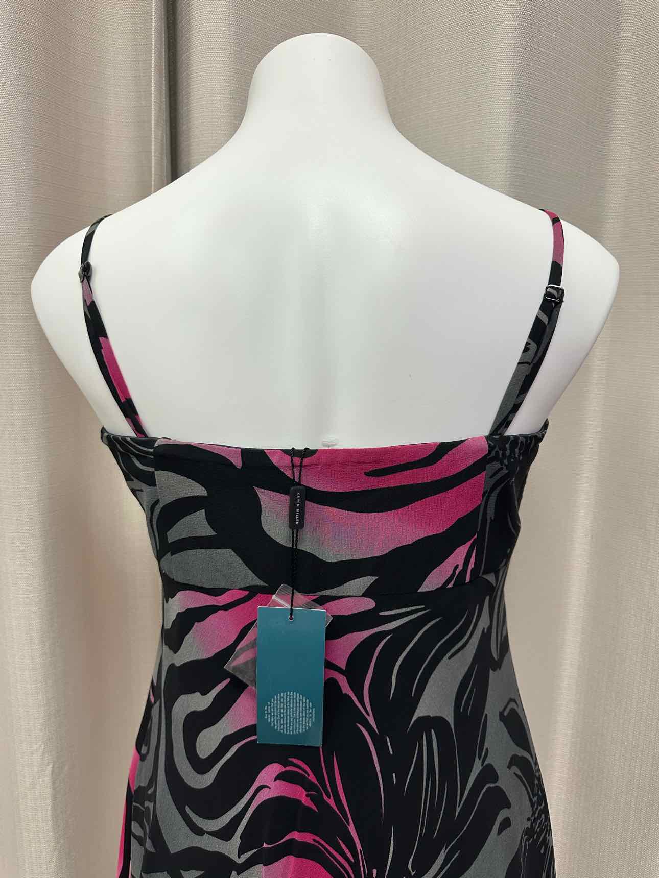 Karen Millen NEW NWT 100% Silk Zebra Floral Print Size 10 Grey/Pink Dress