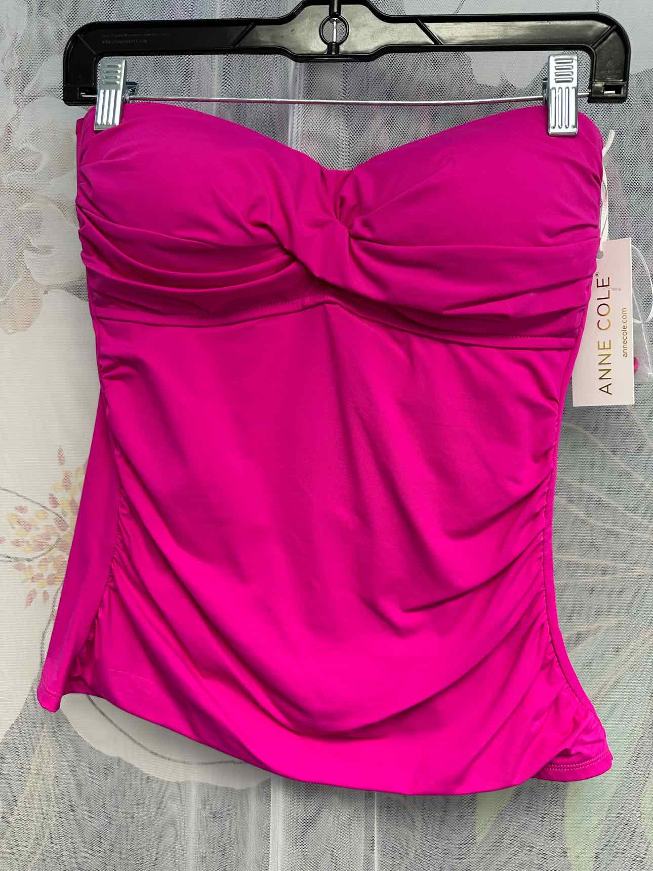 Anne Cole NEW NWT Ruched Tankini Top Size Large Hot Pink Swim