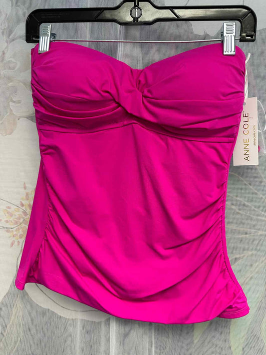 Anne Cole NEW NWT Ruched Tankini Top Size Large Hot Pink Swim