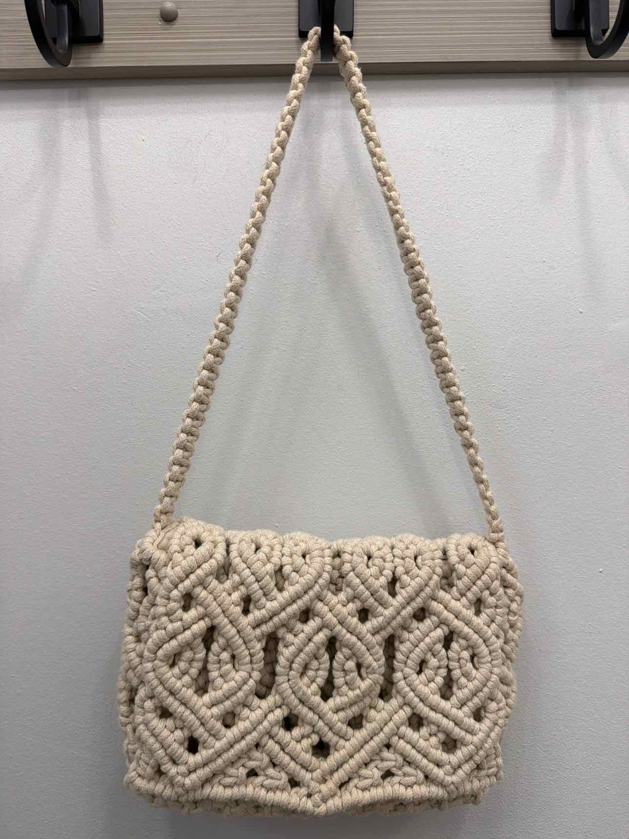 Zara Size Small Cream Macrame Shoulder Bag Handbags