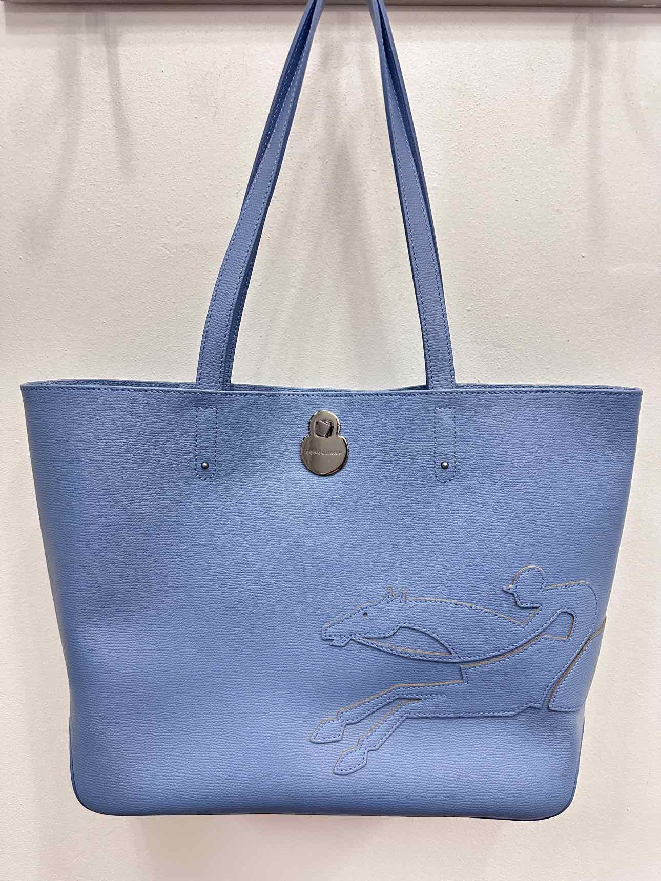 Longchamp Light Blue Pebble Leather Tote with Dustbag Handbags NWOT