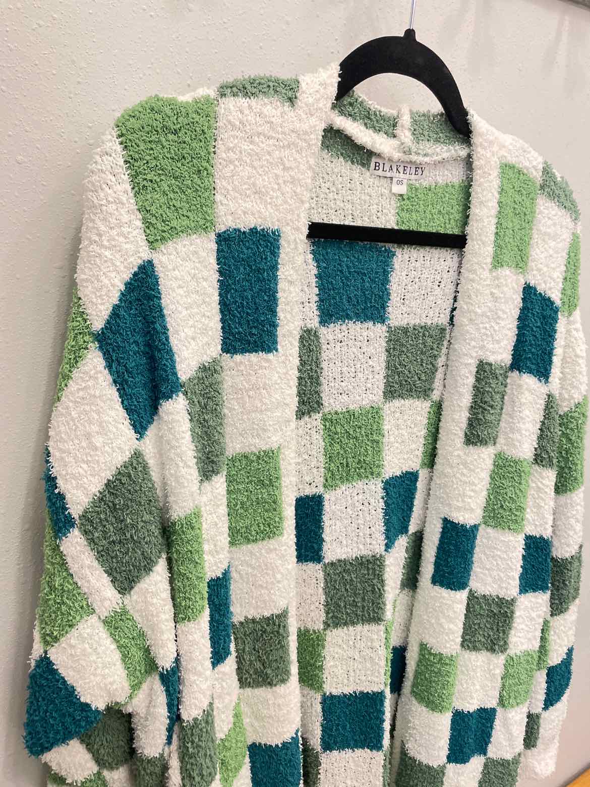 Checker Cloud Soft Green & White Cardigan