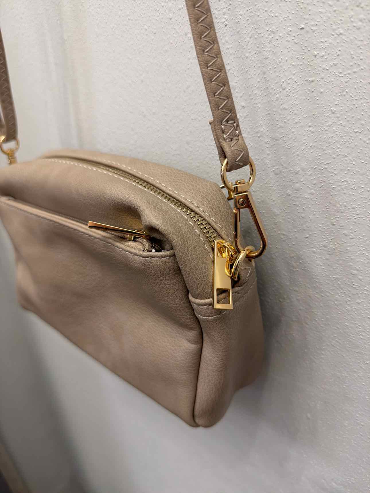 Fashion Puzzle NEW faux leather crossbody Tan Handbags