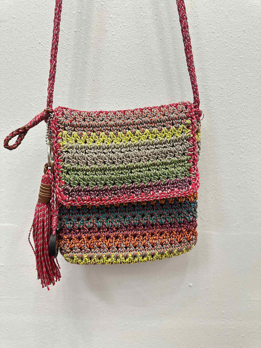 The Sak Red Multicolor Crochet Crossbody Bag with Tassel  Handbags