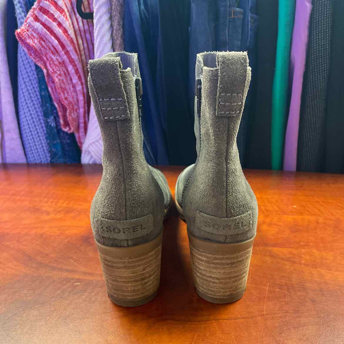 Sorel Cate Booties Waterproof Gray Leather Size 8