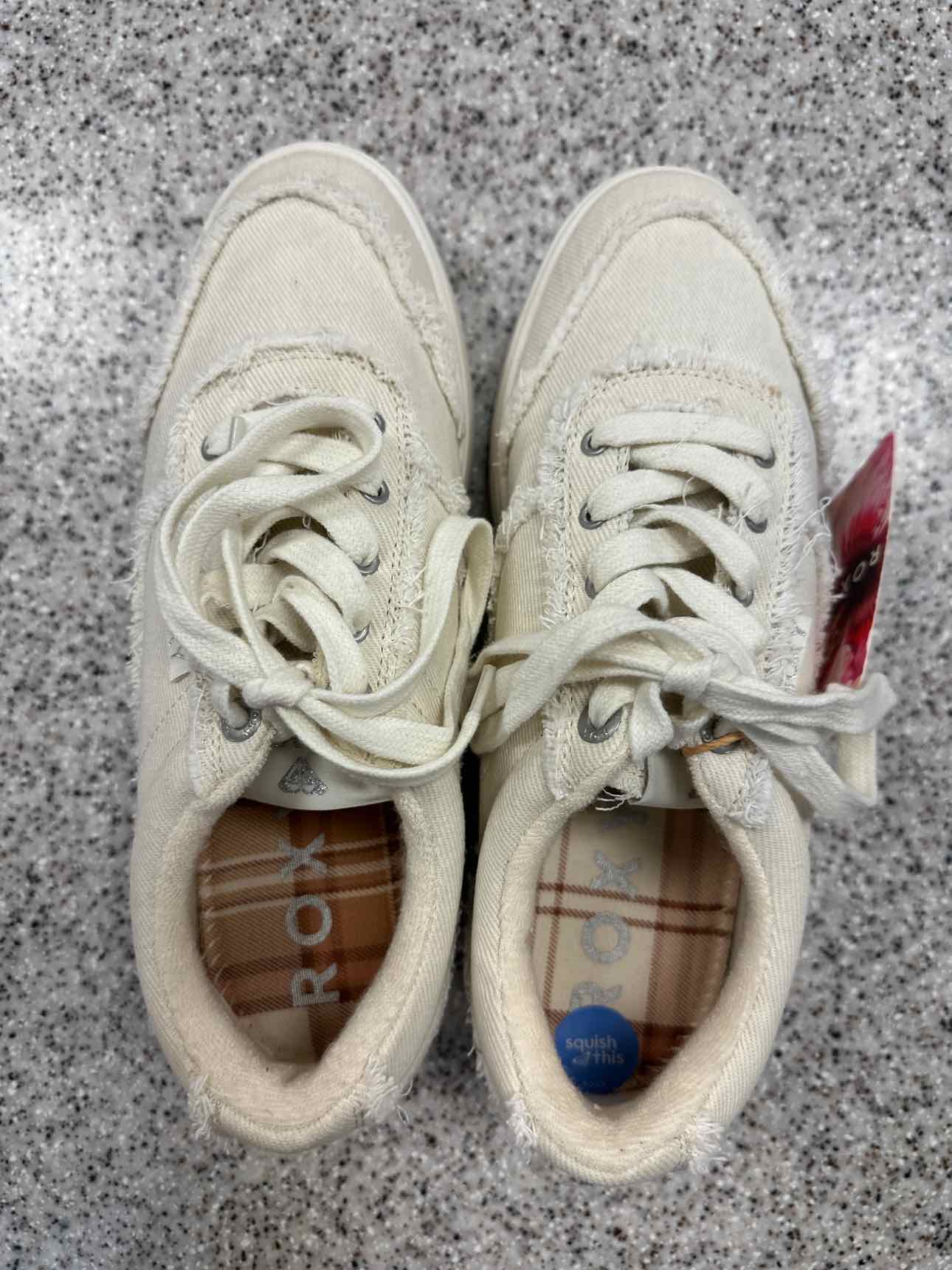 Roxy Size 9 Off White NEW Sheilahh 2.0 Fray Lace Up Platform Sneakers