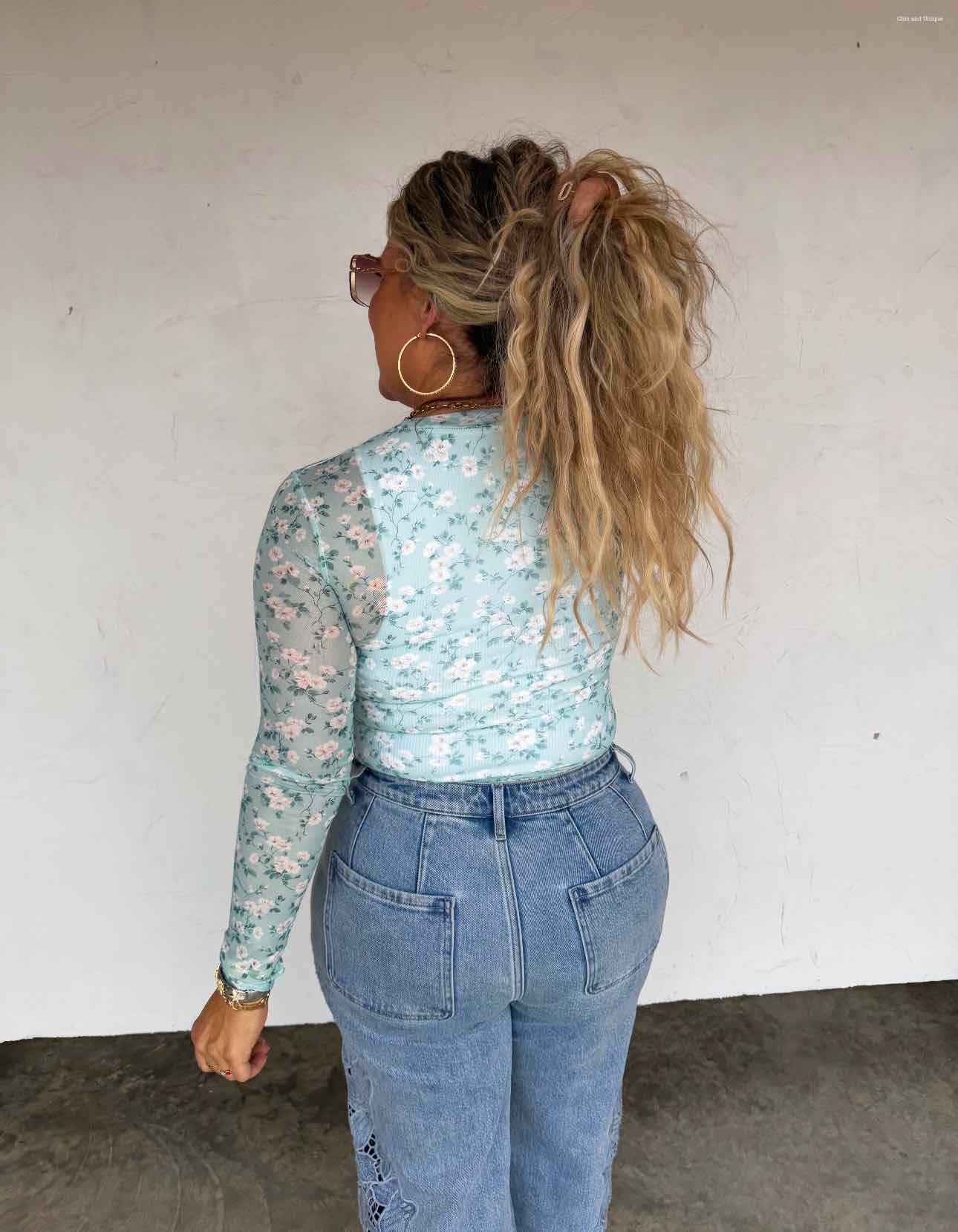 Spring Dress It Up Mesh Long Sleeve Top