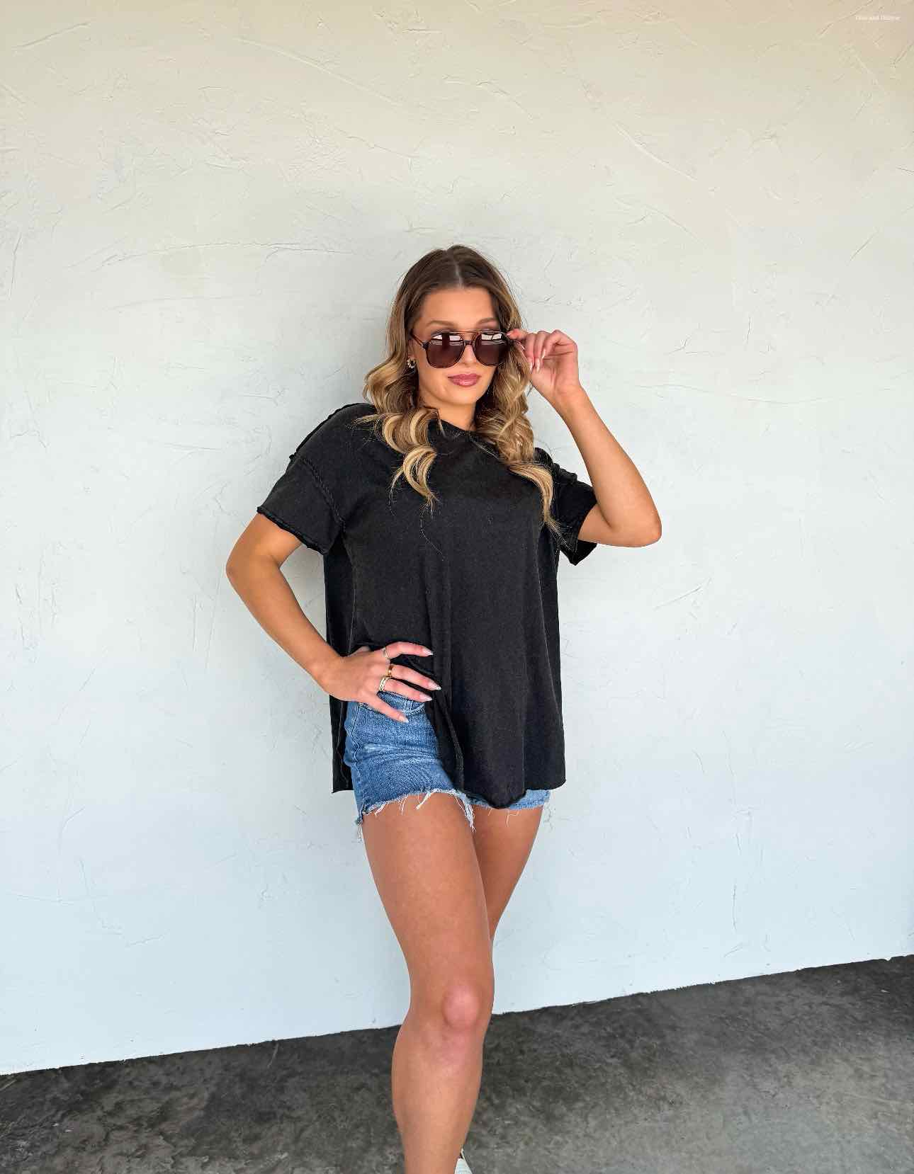 Joey Washed Boyfriend Tee Cotton Tshirt Oversized Slouchy Top