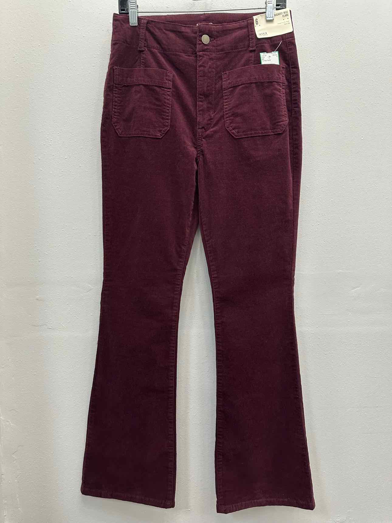 ana NEW NWT Highest Rise Flare Corduroy Size 6 Maroon Pants