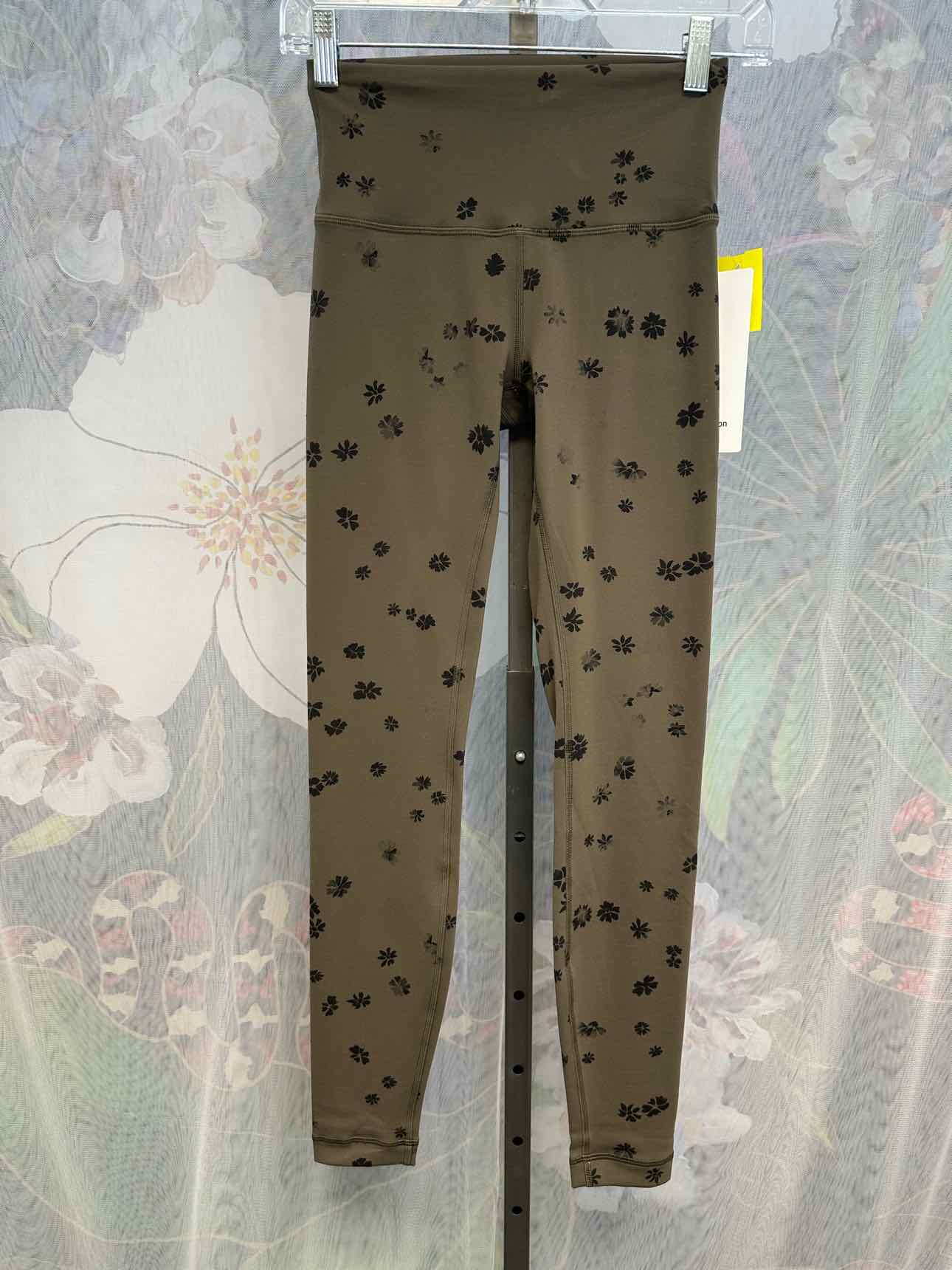 Lululemon Size 4  NWT Wunder Train HR Floral Print High Rise Olive Legging NEW