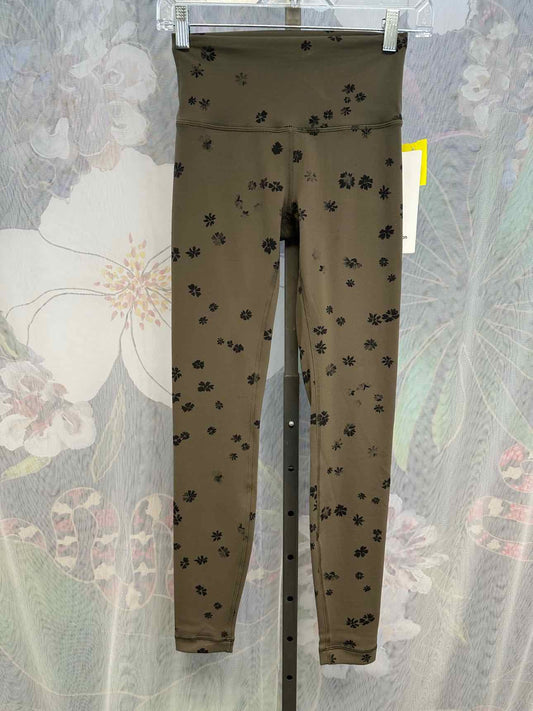 Lululemon Size 4  NWT Wunder Train HR Floral Print High Rise Olive Legging NEW