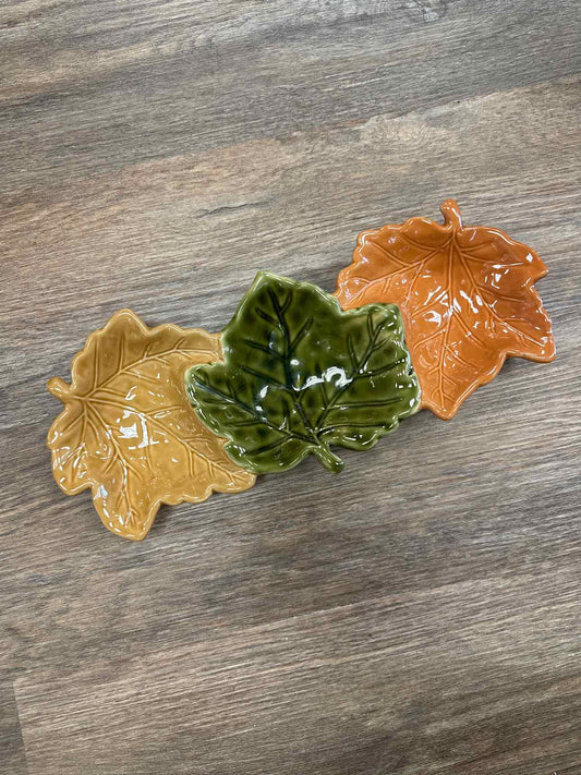 Harvest Leaves Ceramic Dish Home Decor