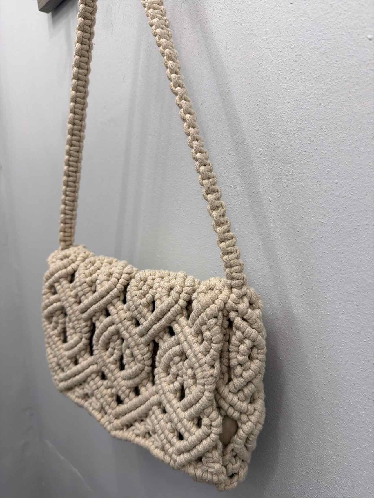 Zara Size Small Cream Macrame Shoulder Bag Handbags
