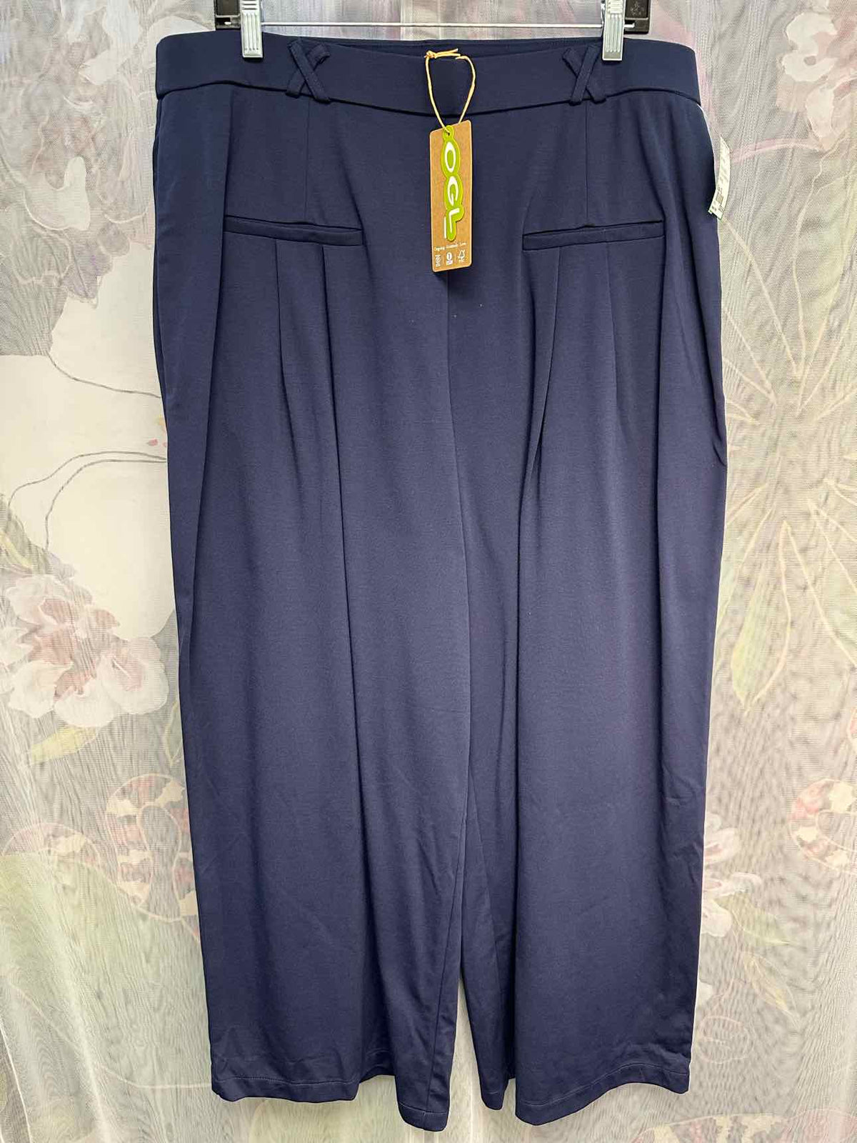 OGL NEW NWT Bamboo Blend Pull-On Wide Leg Stretch Size XL Navy Pants