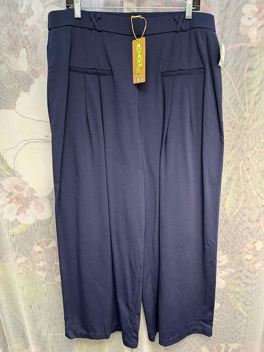 OGL NEW NWT Bamboo Blend Pull-On Wide Leg Stretch Size XL Navy Pants